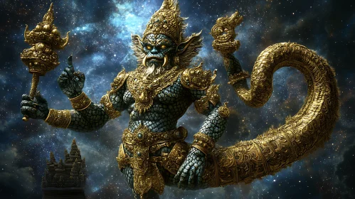 Galactic Demon with Golden Ornaments