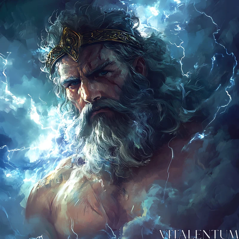 AI ART Mythological God in Thunderous Clouds