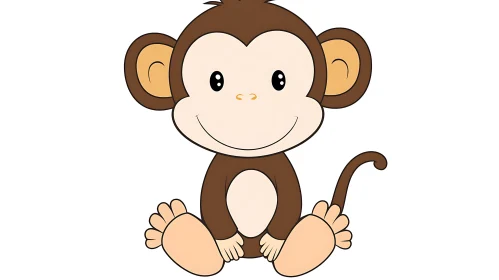 Adorable Monkey Cartoon Illustration