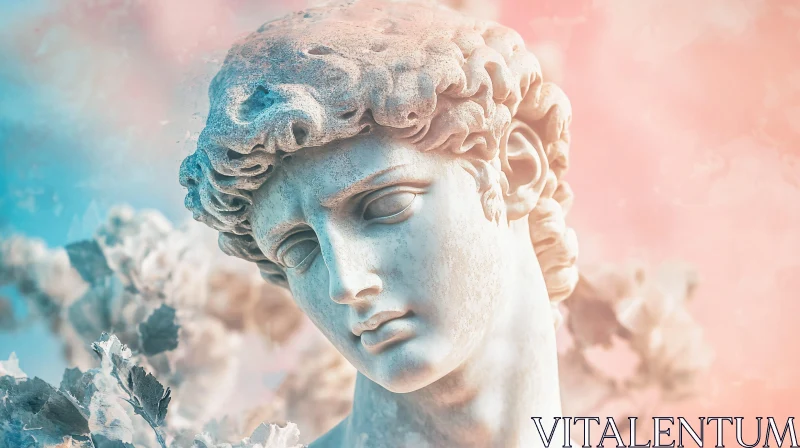 Classical Sculpture Against Blue and Pink Gradient Classical Sculpture Against Blue and Pink Gradient