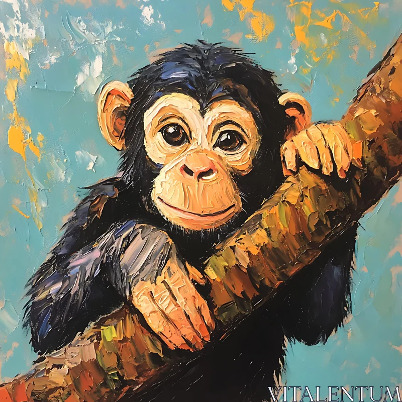 Playful Monkey Artwork AI Image