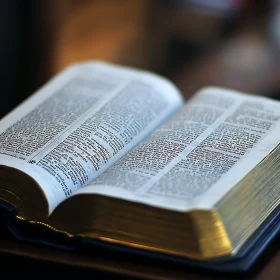 Golden Edged Book Open on Table