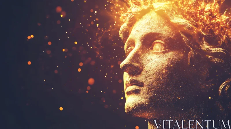 Enigmatic Illuminated Stone Face AI Image