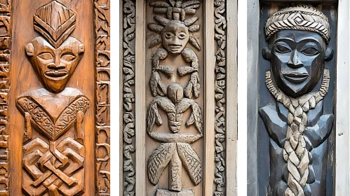 Intricate Tribal Wood Sculptures