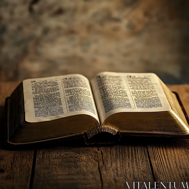 Aged Scripture on Wooden Surface