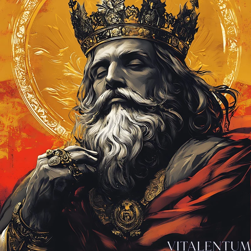 Royal Portrait of a King with Crown and Beard Royal Portrait of a King with Crown and Beard