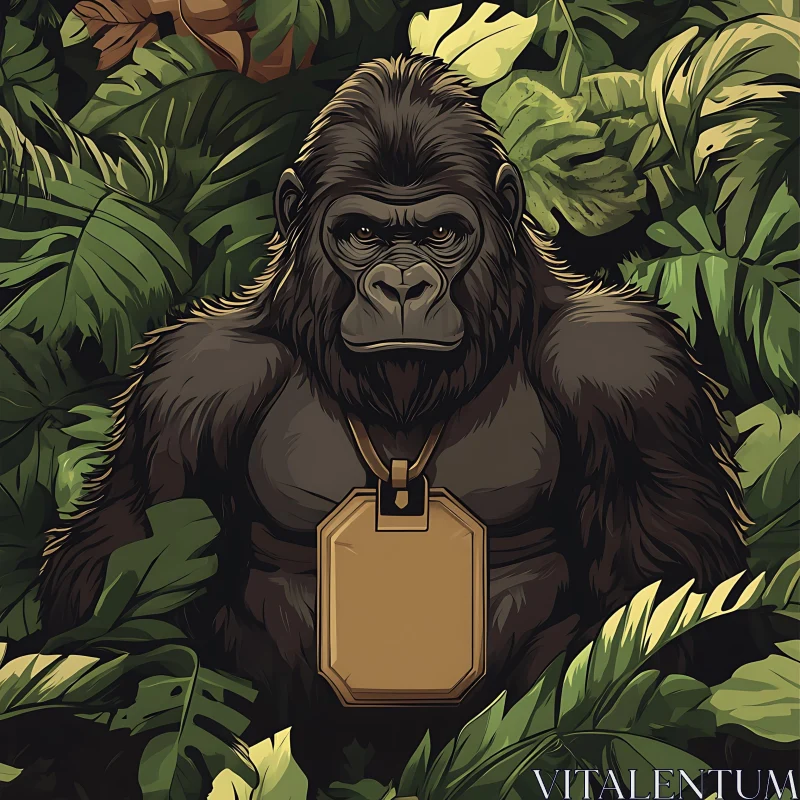 Gorilla in Jungle with Pendant AI Image