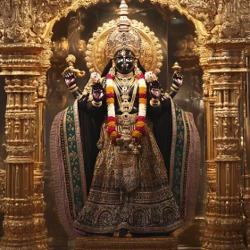 Ornate Deity Statue in Temple