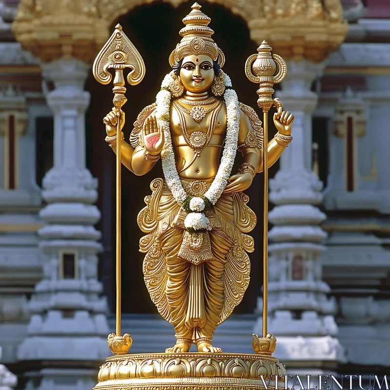 Ornate Golden Statue in Temple AI Image