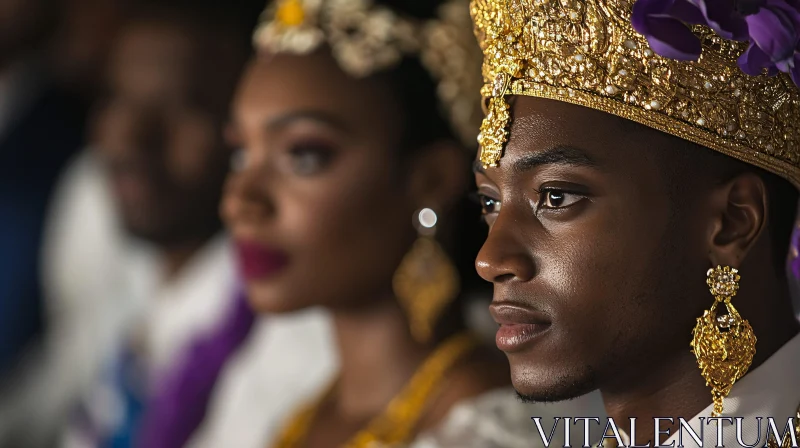 AI ART Royal Ceremony Portrait with Gold Crowns and Jewelry