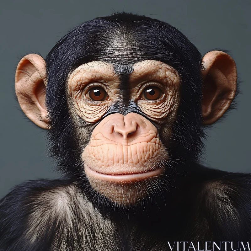 AI ART Close-Up of a Chimpanzee's Expressive Face