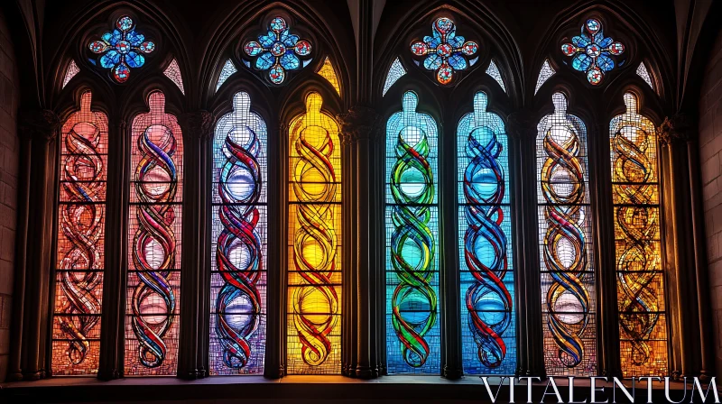 Vibrantly Colored Cathedral Stained Glass AI Image