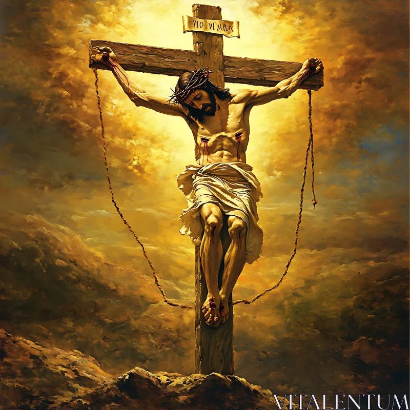 Religious Art of Jesus Christ on the Cross AI Image