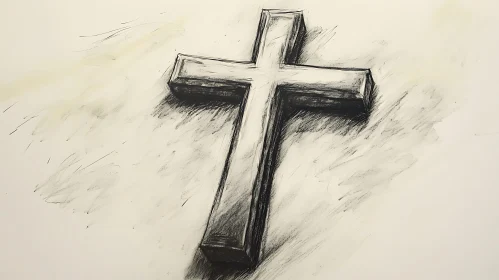 Abstract 3D Cross Drawing