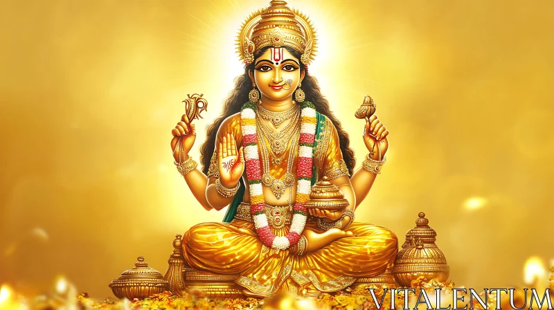 Divine Hindu Deity in Golden Radiance AI Image