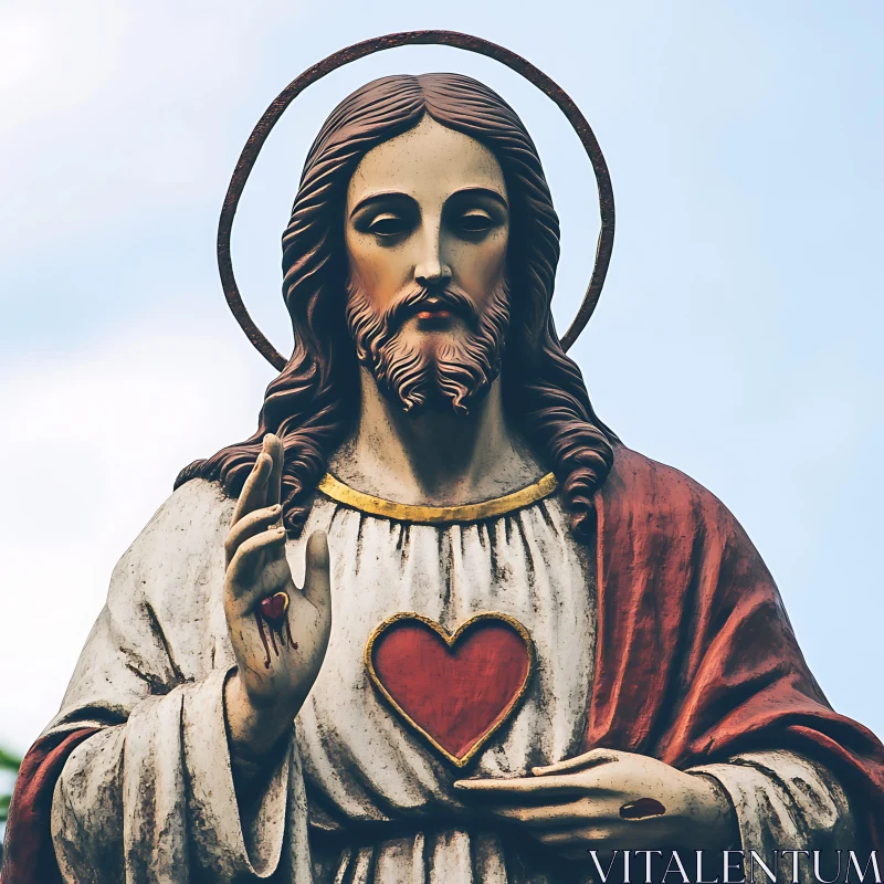 Jesus Christ Statue with Sacred Heart AI Image