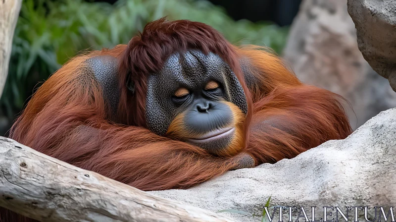 Peaceful Orangutan at Rest AI Image