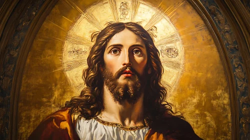 Portrait of Jesus Christ with Radiant Halo