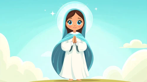 Adorable Angelic Figure in Cartoon Illustration