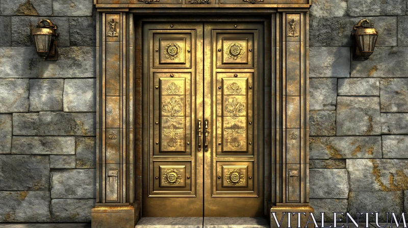 Elegant Gold-Embellished Entrance AI Image