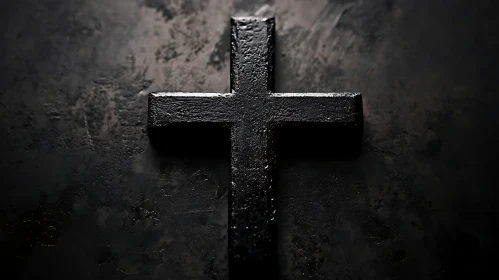 Dark Metallic Cross with Shadows