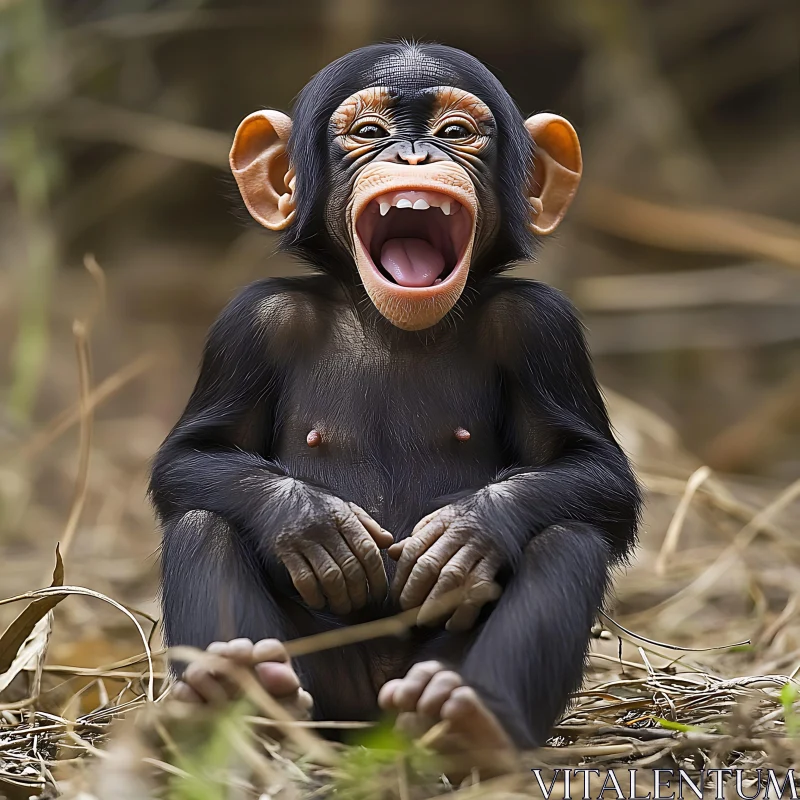 AI ART Delighted Baby Primate in Natural Habitat