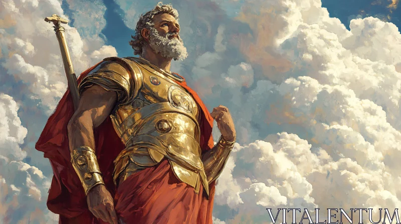 AI ART Heroic Greek Figure in Golden Armor