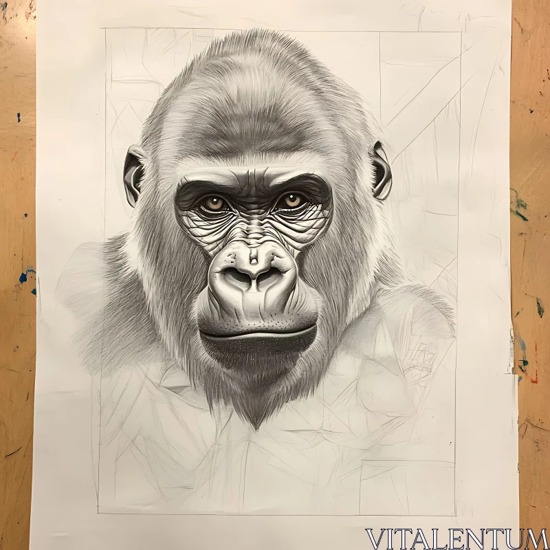 AI ART Detailed Gorilla Portrait Sketch