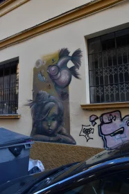 Urban Graffiti with Fish and Portrait