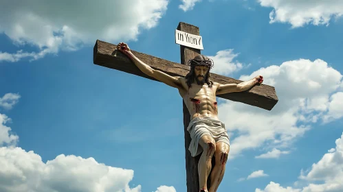 Crucifixion of Jesus with a Clear Sky Background