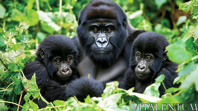 Gorillas in their Natural Habitat AI Image