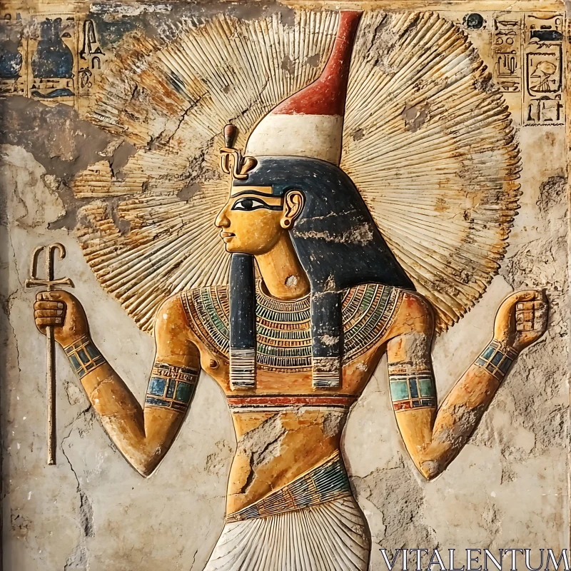 Pharaoh Carving with Hieroglyphics AI Image