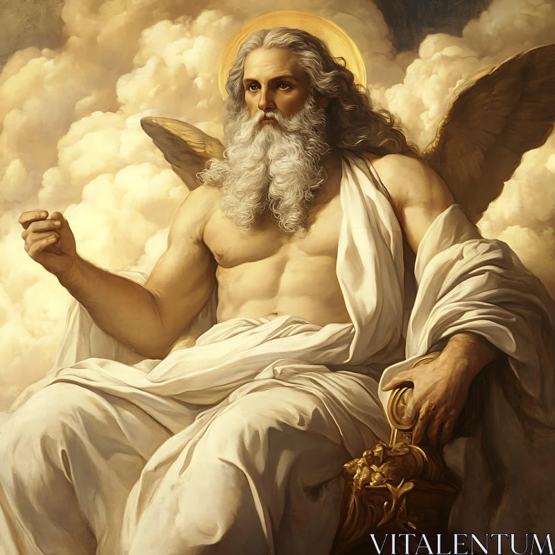 Celestial Figure With White Beard And Halo AI Image