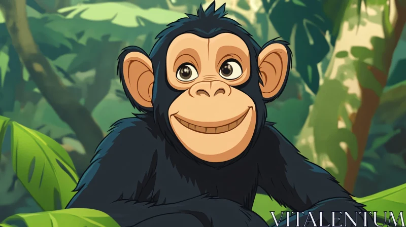 AI ART Playful Jungle Cartoon Monkey Illustration