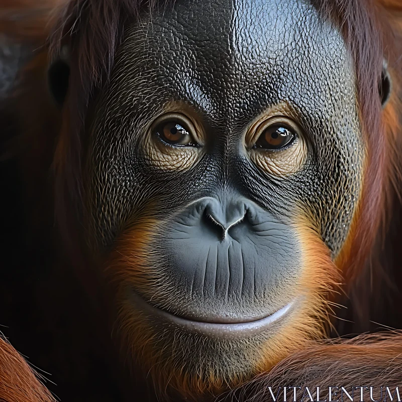 Orangutan Detailed Facial Portrait AI Image