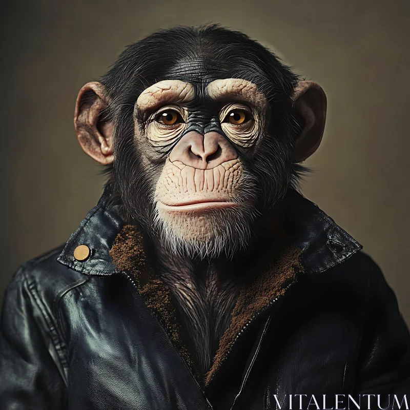 Chimpanzee in Anthropomorphic Portrait AI Image