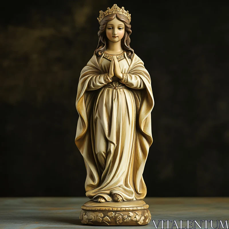 AI ART Graceful Statue of Crowned Woman