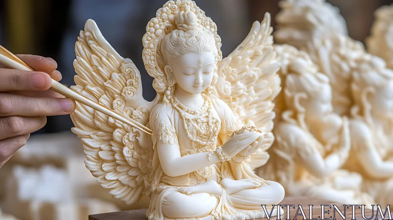 Meticulously Crafted Angel Figurine AI Image