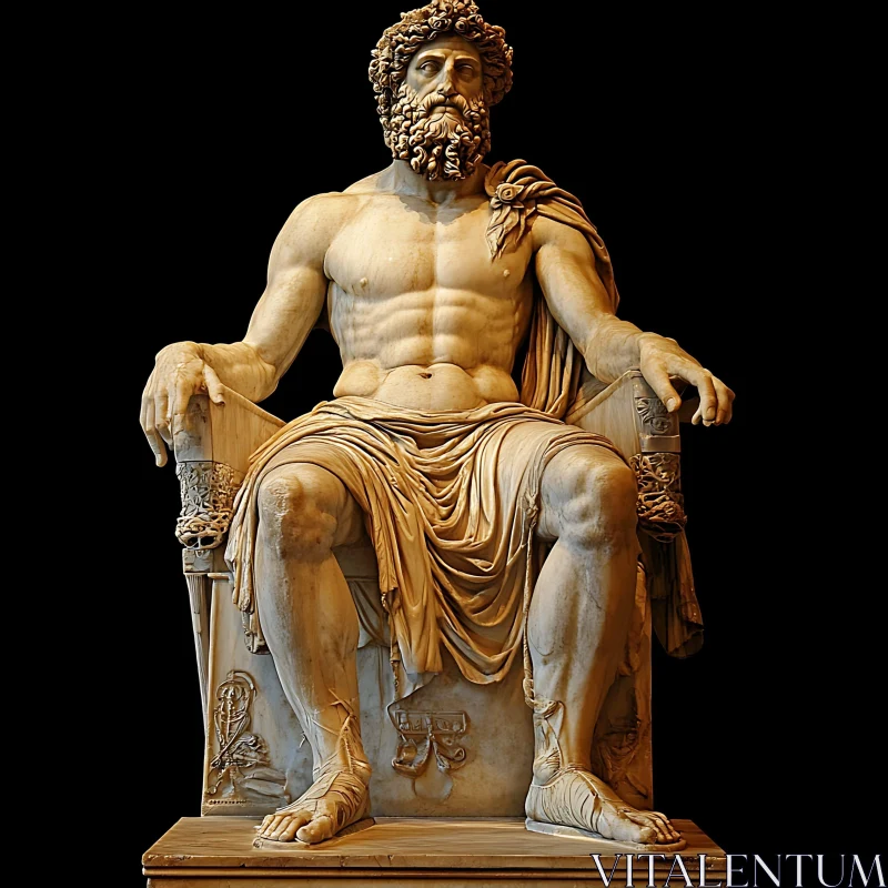 Greek Mythological Bearded Man Sculpture AI Image