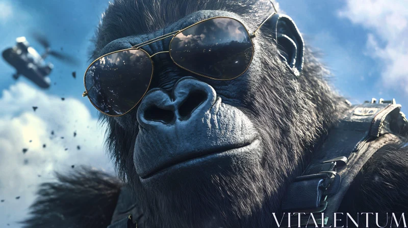 Gorilla in Sunglasses Close-Up AI Image