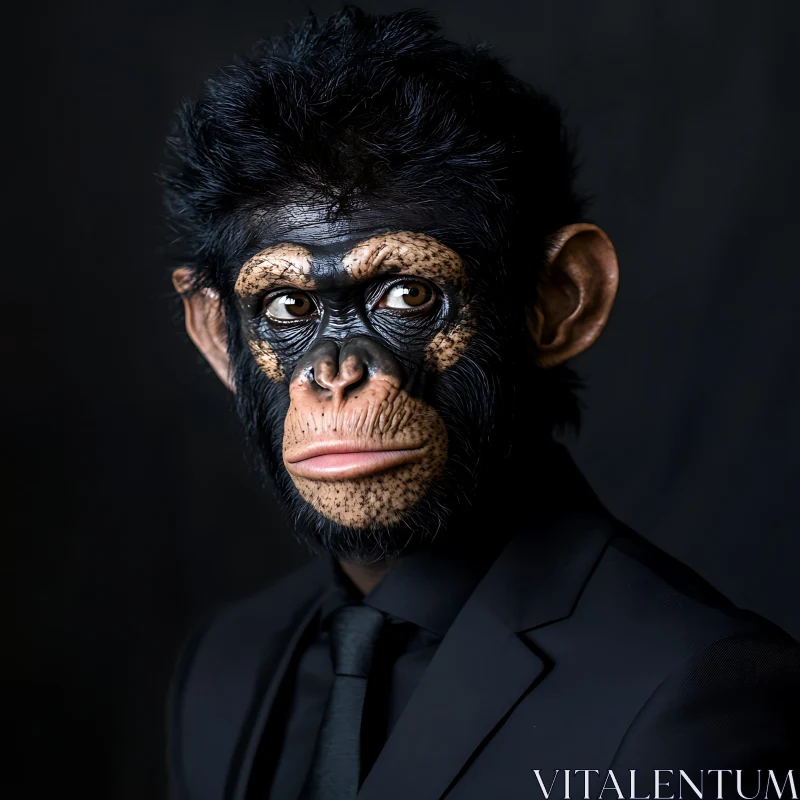 Chimpanzee Wearing Formal Attire AI Image