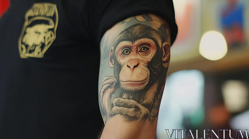 Lifelike Monkey Tattoo on Arm AI Image