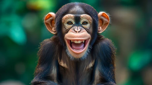 Playful Monkey Grinning in Jungle