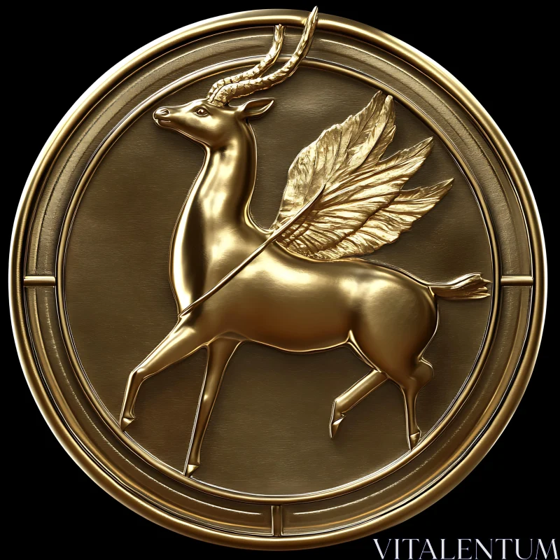 Mythic Golden Deer Emblem with Majestic Details AI Image