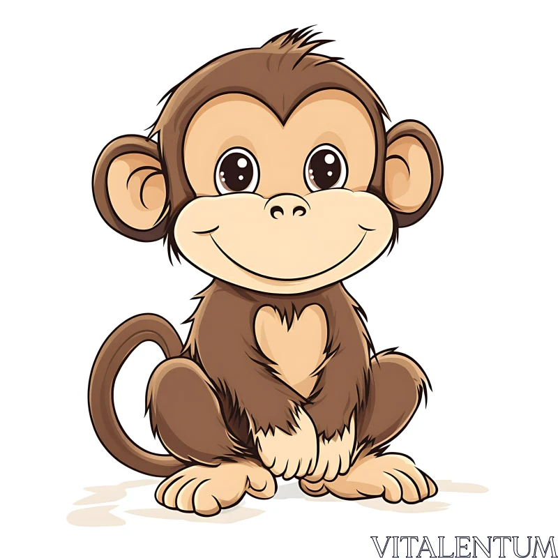 Cute Cartoon Monkey Artwork AI Image