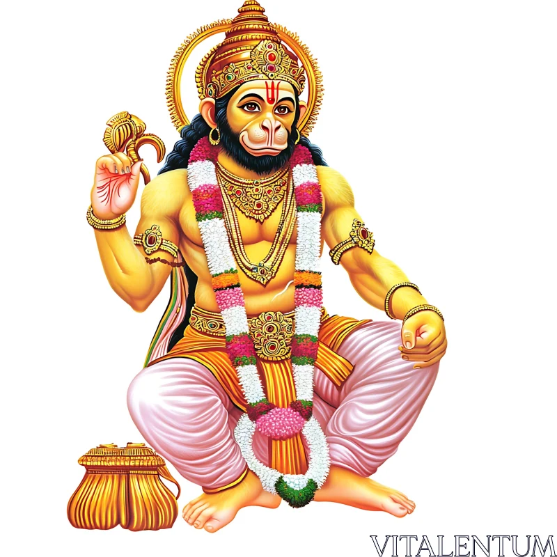 Illustration of Hindu Deity Lord Hanuman AI Image