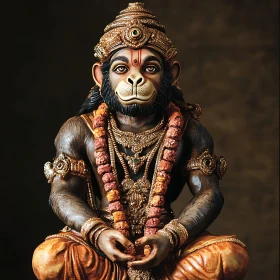 Ornate Monkey Figurine Decorated with Cultural Elements