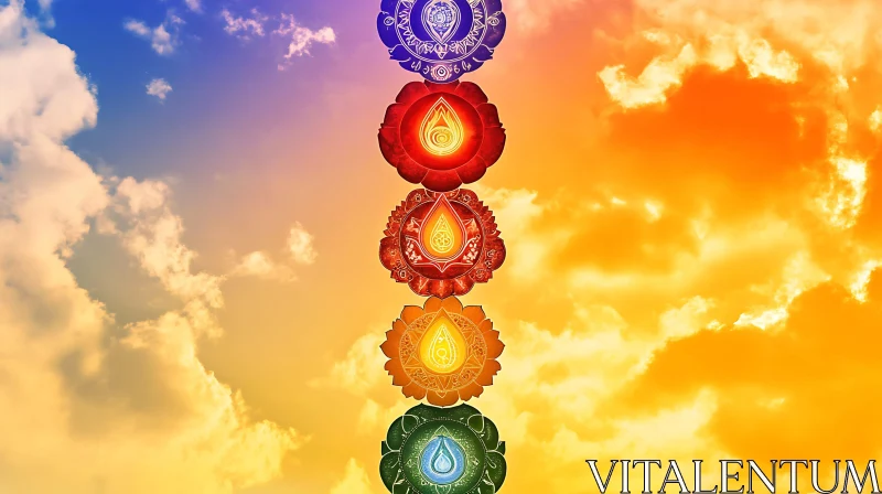 AI ART Chakra Mandalas in Colorful Sky