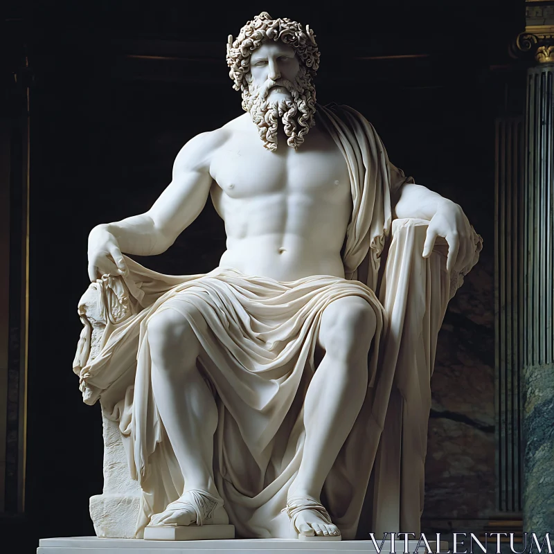 Majestic Marble Statue of Ancient Greek God AI Image