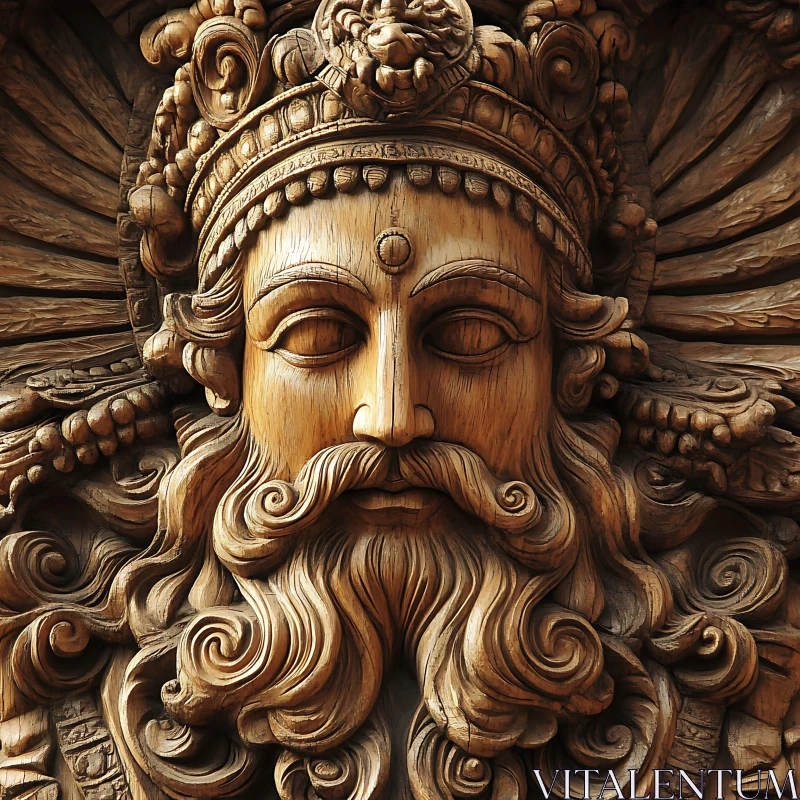 Ancient Wood Carved Artwork AI Image